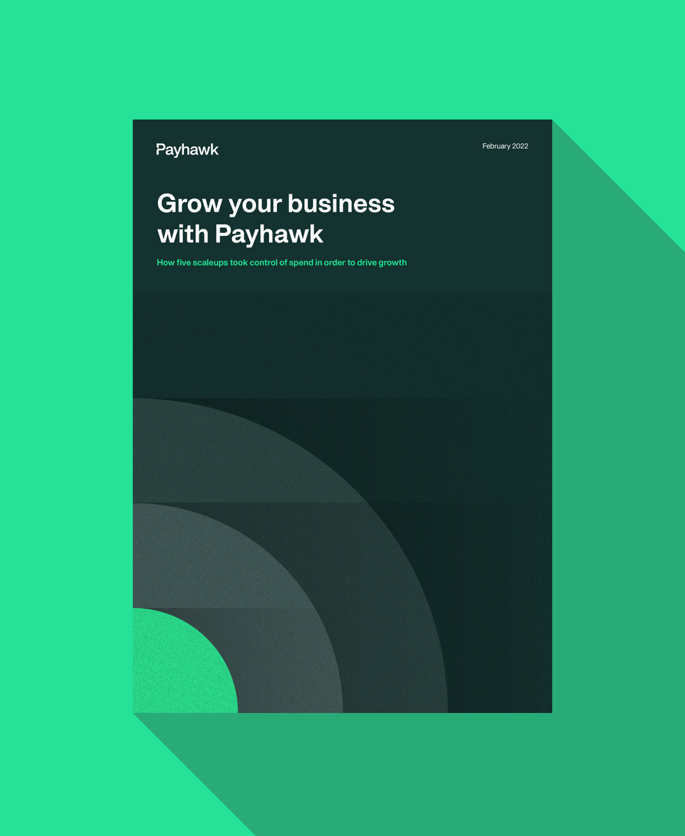 Ebook: "Grow your business with Payhawk
low five scallops took control of spend in order to drive growth"